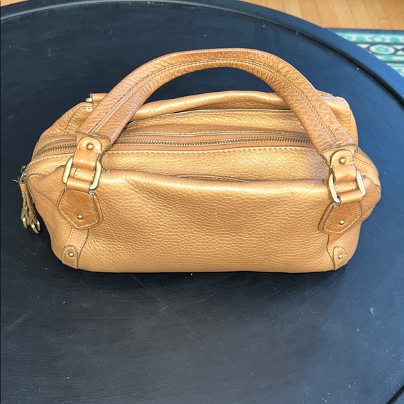 COLE HAAN Village Satchel Metallic Gold/Bronze Pebbled Leather MSRP: $350 - EUC - Picture 4 of 10